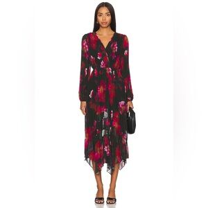 Steve Madden Ari Black and Pink Floral Long Sleeve Dress